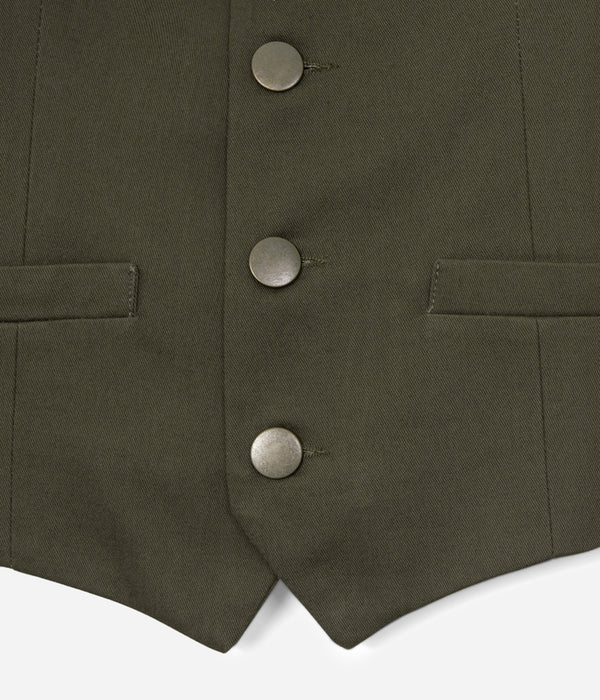 Tonton et Fils - Le veston homme «Auguste» Twill kaki dos Beige - Fabrication française - Vue boutonnière