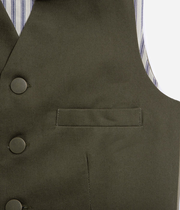 Tonton et Fils - Le veston homme «Auguste» Twill kaki dos Beige - Fabrication française - Vue emmanchure et poche poitrine